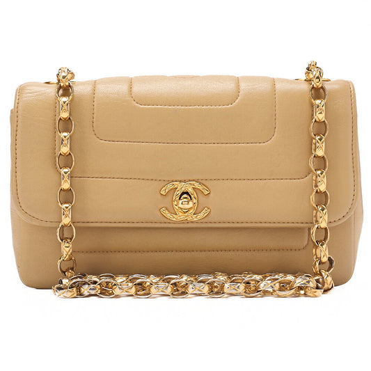CHANEL Mademoiselle Single Bijoux Chain Shoulder Lambskin Beige Gold-Tone Hardware, Pre-Owned