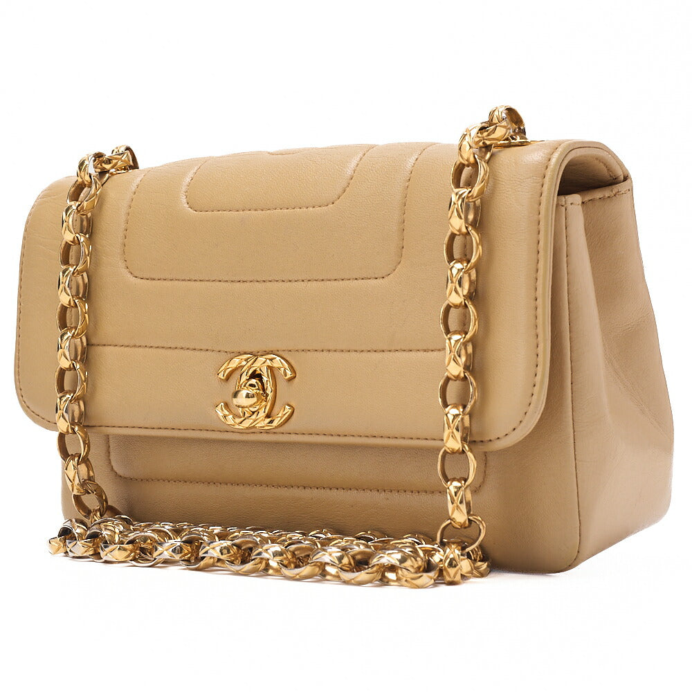 CHANEL Mademoiselle Single Bijoux Chain Shoulder Lambskin Beige Gold-Tone Hardware, Pre-Owned
