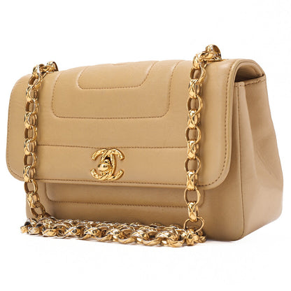 CHANEL Mademoiselle Single Bijoux Chain Shoulder Lambskin Beige Gold-Tone Hardware, Pre-Owned
