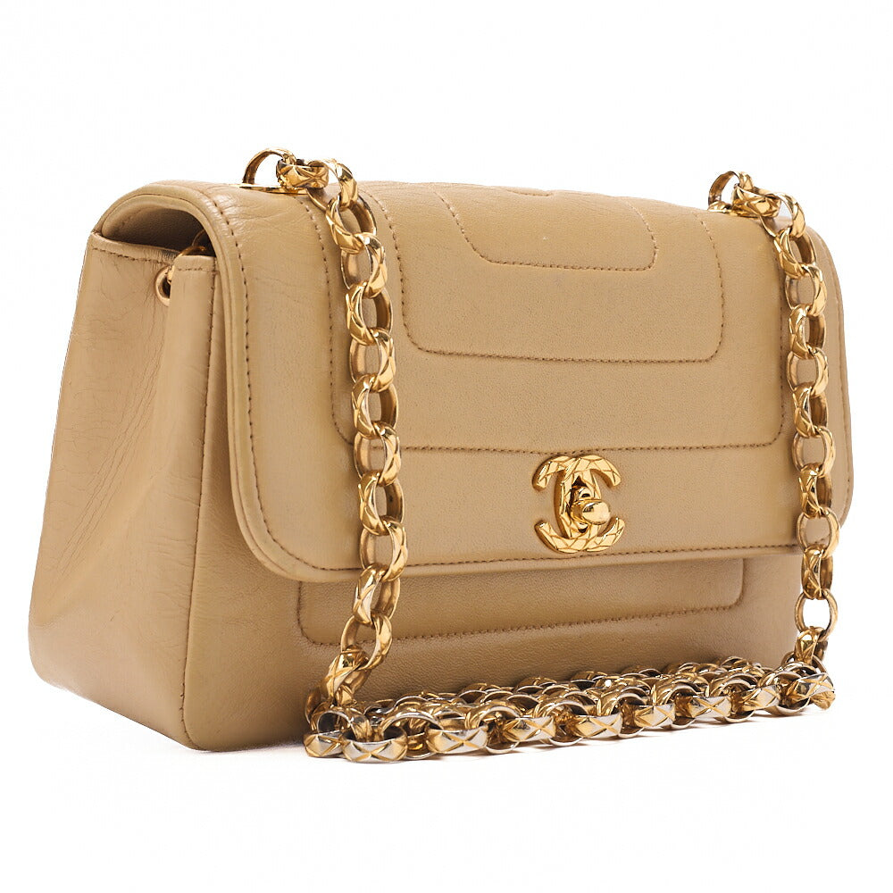 CHANEL Mademoiselle Single Bijoux Chain Shoulder Lambskin Beige Gold-Tone Hardware, Pre-Owned