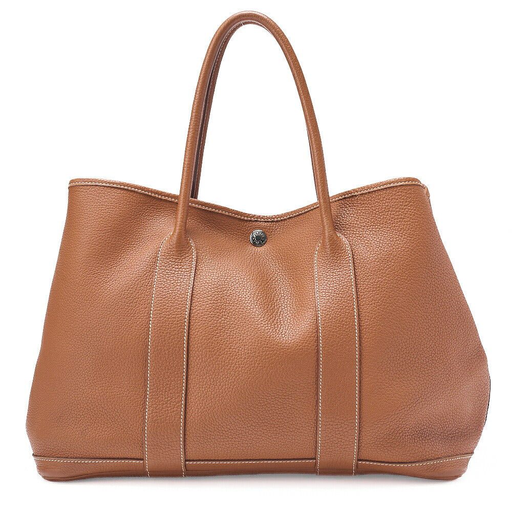 HERMES Garden Party PM Tote Bag Negonda Gold Silver-Tone Hardware, Pre-Owned