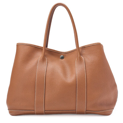HERMES Garden Party PM Tote Bag Negonda Gold Silver-Tone Hardware, Pre-Owned