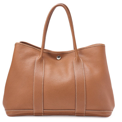 HERMES Garden Party PM Tote Bag Negonda Gold Silver-Tone Hardware, Pre-Owned