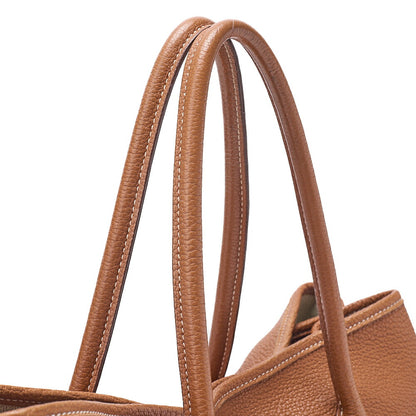 HERMES Garden Party PM Tote Bag Negonda Gold Silver-Tone Hardware, Pre-Owned