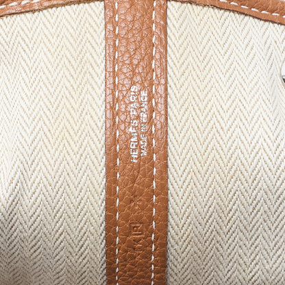 HERMES Garden Party PM Tote Bag Negonda Gold Silver-Tone Hardware, Pre-Owned