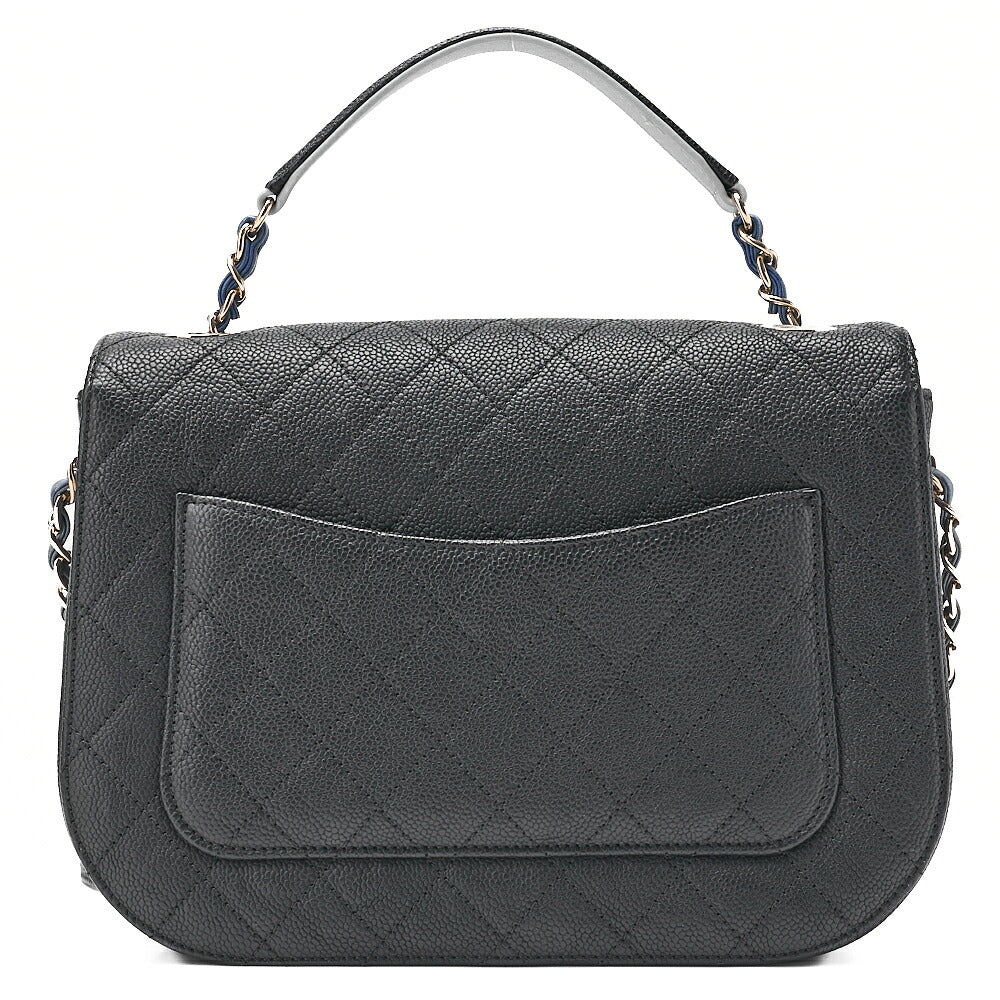 CHANEL Matelasse Half Coco Mark 2WAY Shoulder Caviar Skin Black x Blue Gold-Tone Hardware, Pre-Owned