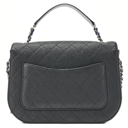 CHANEL Matelasse Half Coco Mark 2WAY Shoulder Caviar Skin Black x Blue Gold-Tone Hardware, Pre-Owned