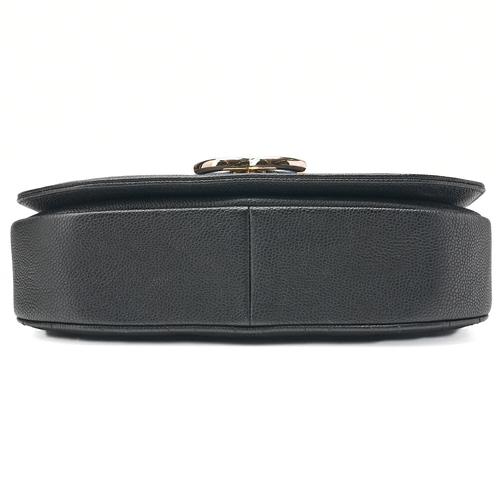 CHANEL Matelasse Half Coco Mark 2WAY Shoulder Caviar Skin Black x Blue Gold-Tone Hardware, Pre-Owned