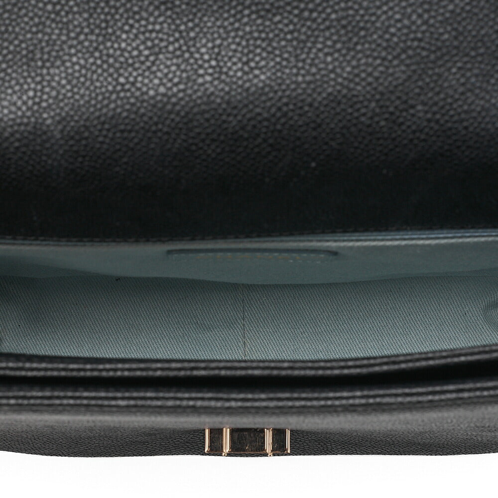 CHANEL Matelasse Half Coco Mark 2WAY Shoulder Caviar Skin Black x Blue Gold-Tone Hardware, Pre-Owned