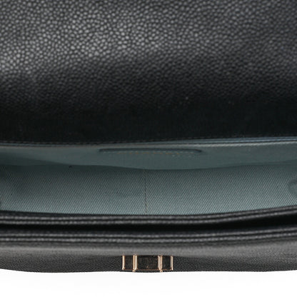 CHANEL Matelasse Half Coco Mark 2WAY Shoulder Caviar Skin Black x Blue Gold-Tone Hardware, Pre-Owned