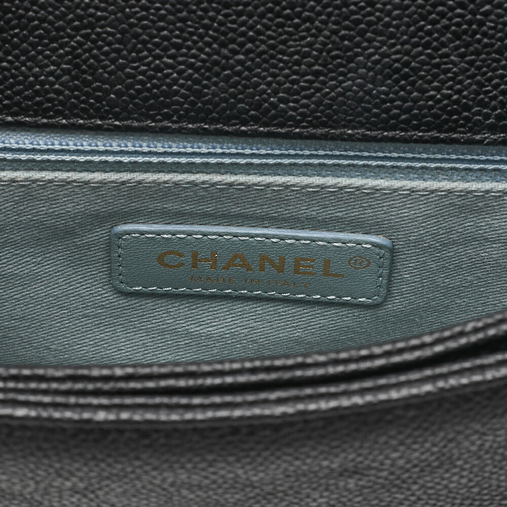CHANEL Matelasse Half Coco Mark 2WAY Shoulder Caviar Skin Black x Blue Gold-Tone Hardware, Pre-Owned