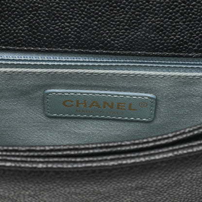 CHANEL Matelasse Half Coco Mark 2WAY Shoulder Caviar Skin Black x Blue Gold-Tone Hardware, Pre-Owned