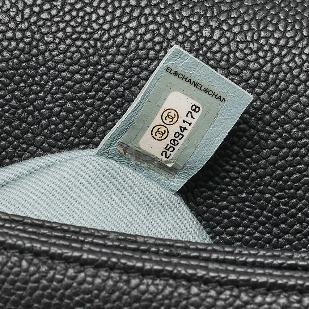 CHANEL Matelasse Half Coco Mark 2WAY Shoulder Caviar Skin Black x Blue Gold-Tone Hardware, Pre-Owned