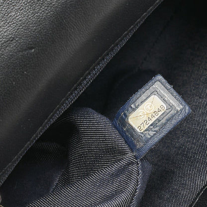シャネル ラムスキン ビッグココマーク フル フラップ チェーン ショルダーバッグ ブラック ゴールド金具、中古品