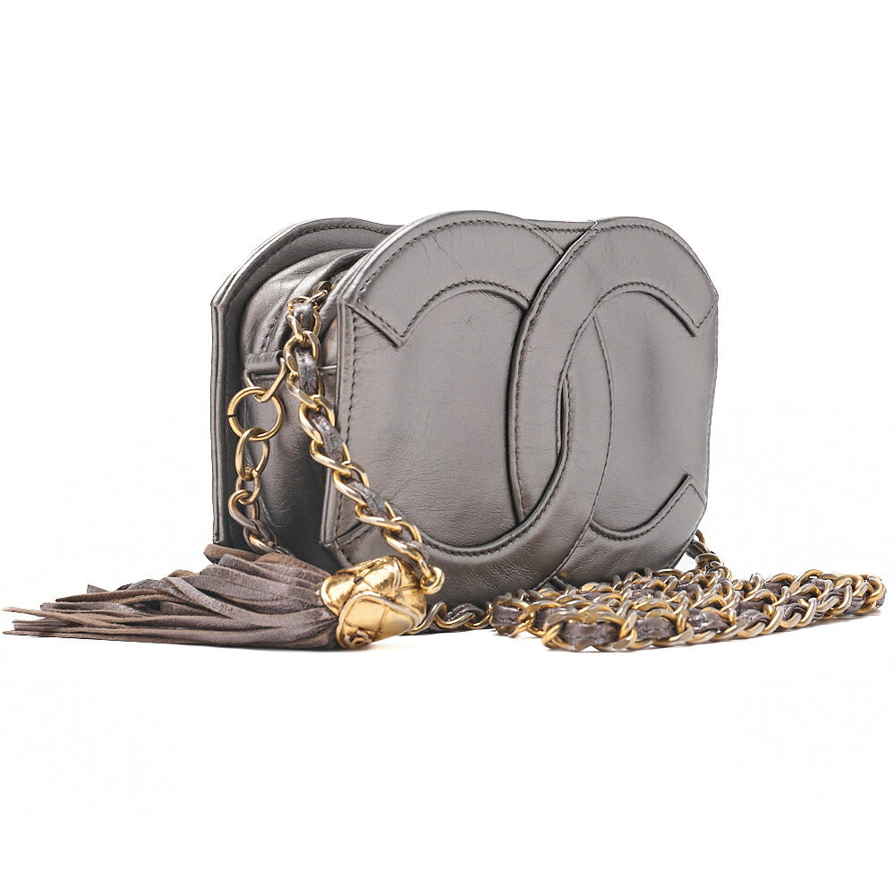 CHANEL Coco Mark Fringe Chain Shoulder Lambskin Silver (Gold-Tone Hardware, Pre-Owned