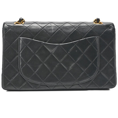 CHANEL Chain Shoulder Bag Matelasse 22cm Double Flap Lambskin Black Gold-Tone Hardware, Pre-Owned