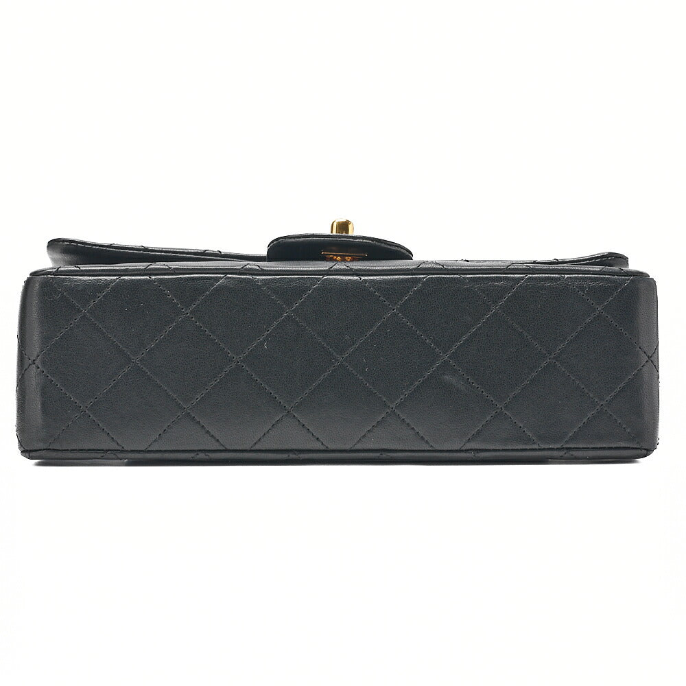 CHANEL Chain Shoulder Bag Matelasse 22cm Double Flap Lambskin Black Gold-Tone Hardware, Pre-Owned