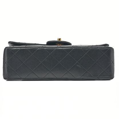 CHANEL Chain Shoulder Bag Matelasse 22cm Double Flap Lambskin Black Gold-Tone Hardware, Pre-Owned