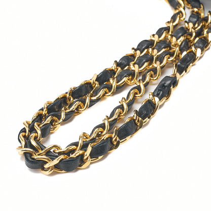 CHANEL Chain Shoulder Bag Matelasse 22cm Double Flap Lambskin Black Gold-Tone Hardware, Pre-Owned