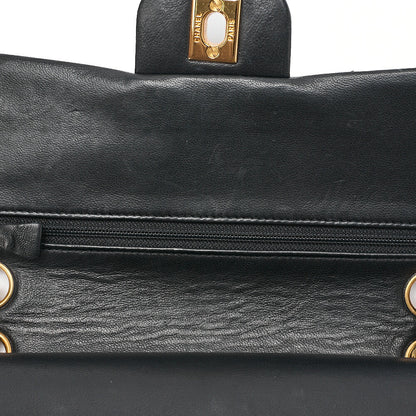 CHANEL Chain Shoulder Bag Matelasse 22cm Double Flap Lambskin Black Gold-Tone Hardware, Pre-Owned