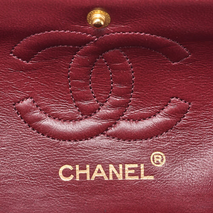 CHANEL Chain Shoulder Bag Matelasse 22cm Double Flap Lambskin Black Gold-Tone Hardware, Pre-Owned
