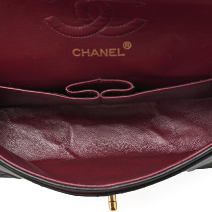 CHANEL Chain Shoulder Bag Matelasse 22cm Double Flap Lambskin Black Gold-Tone Hardware, Pre-Owned