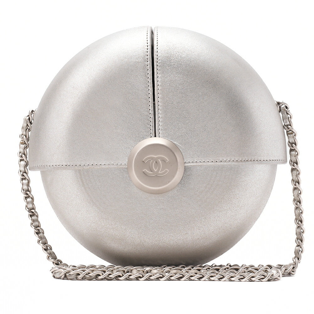 CHANEL ココマーク イブニング イン ジ エア チェーンショルダー ラムスキン シルバー シルバー金具 中古