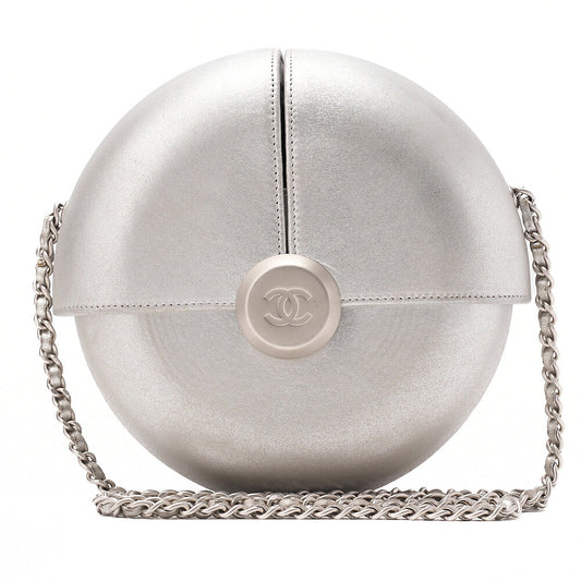 CHANEL Coco Mark Evening in the Air Chain Shoulder Lambskin Silver Silver-Tone Hardware, Pre-Owned