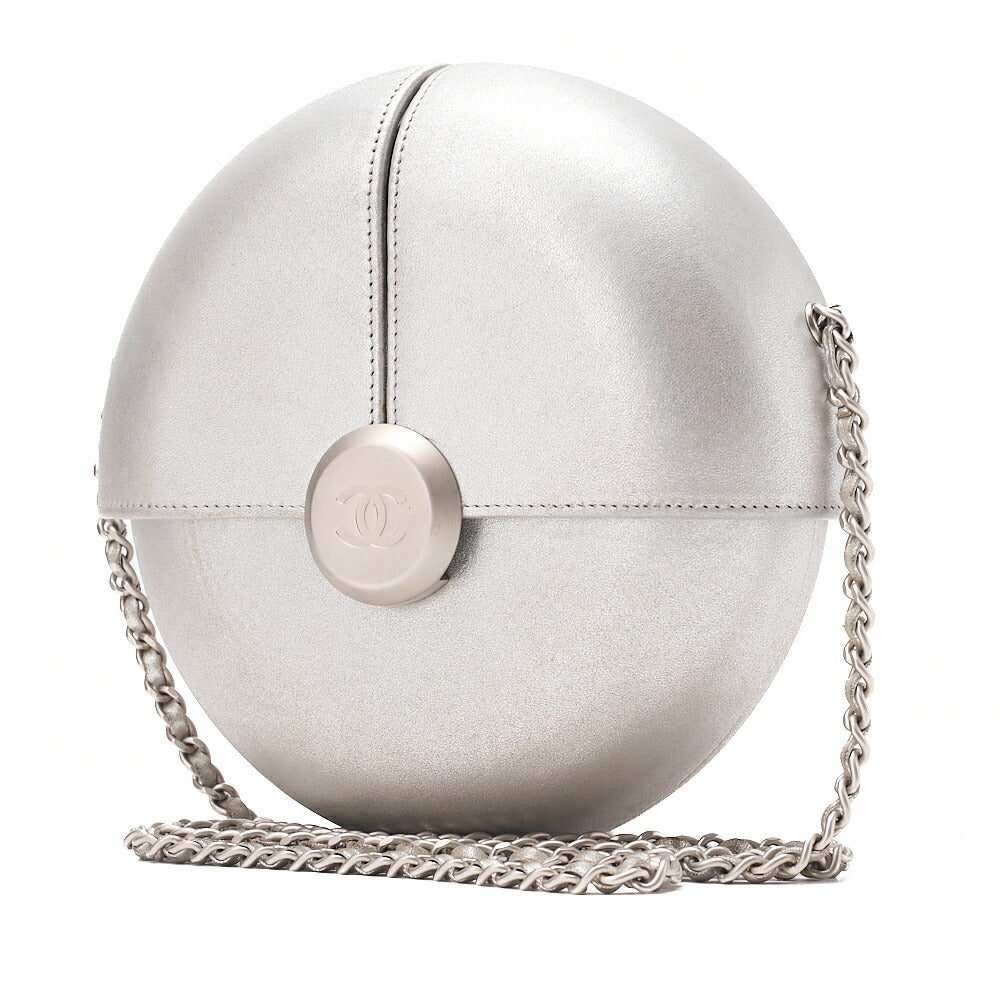 CHANEL ココマーク イブニング イン ジ エア チェーンショルダー ラムスキン シルバー シルバー金具 中古