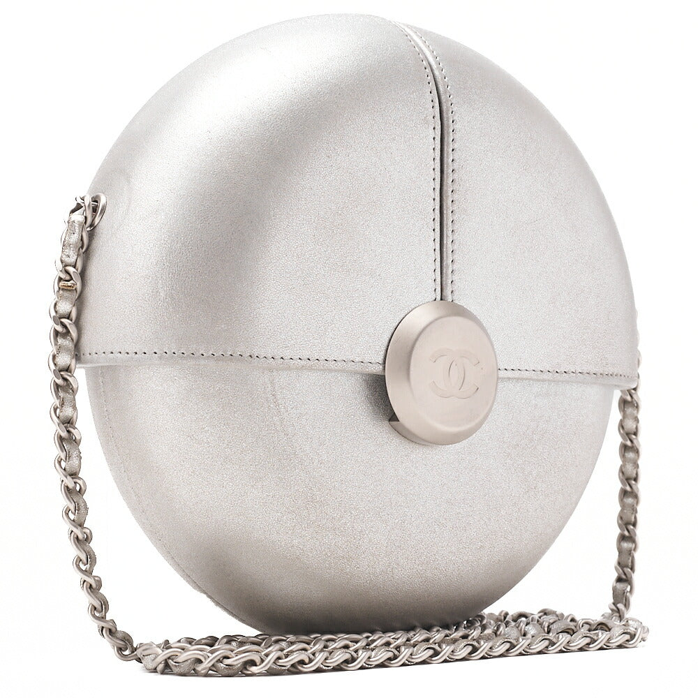 CHANEL ココマーク イブニング イン ジ エア チェーンショルダー ラムスキン シルバー シルバー金具 中古