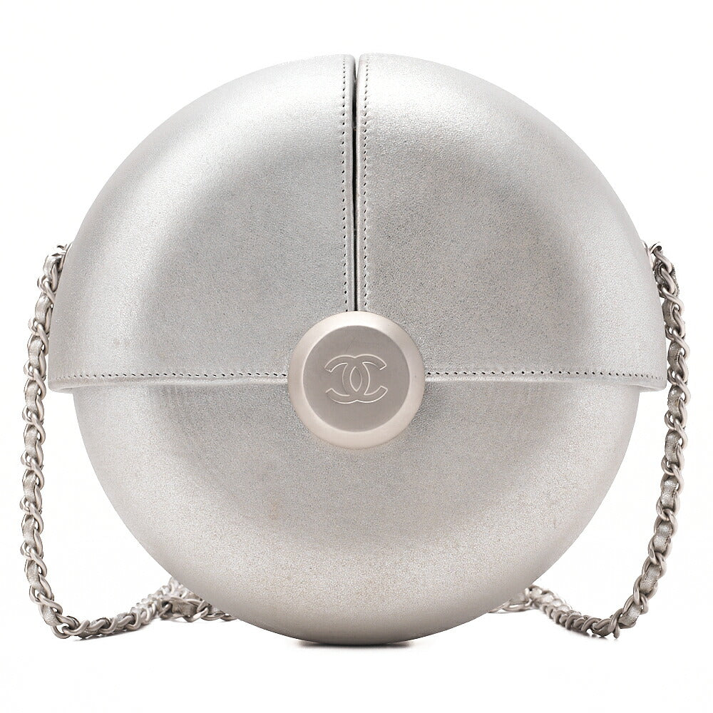 CHANEL ココマーク イブニング イン ジ エア チェーンショルダー ラムスキン シルバー シルバー金具 中古