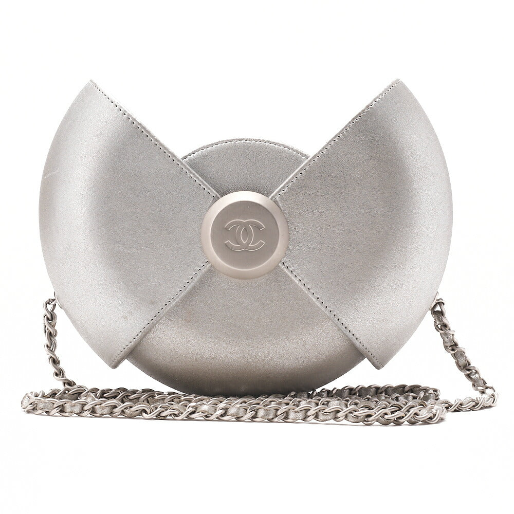 CHANEL ココマーク イブニング イン ジ エア チェーンショルダー ラムスキン シルバー シルバー金具 中古