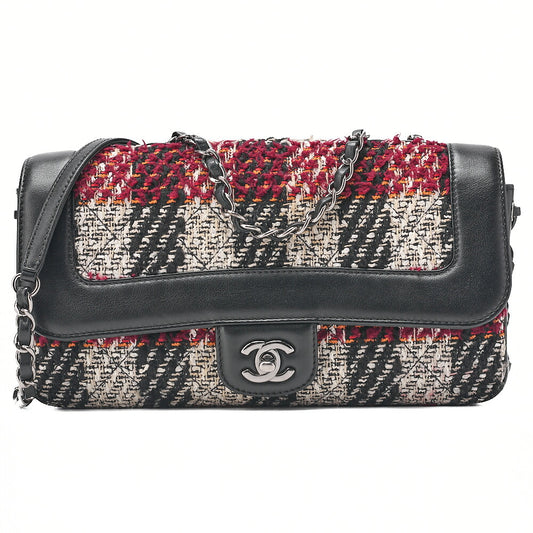 CHANEL Matelasse Single Pull Chain Shoulder Tweed x Leather Black x Bicolor Silver-Tone Hardware, Pre-Owned