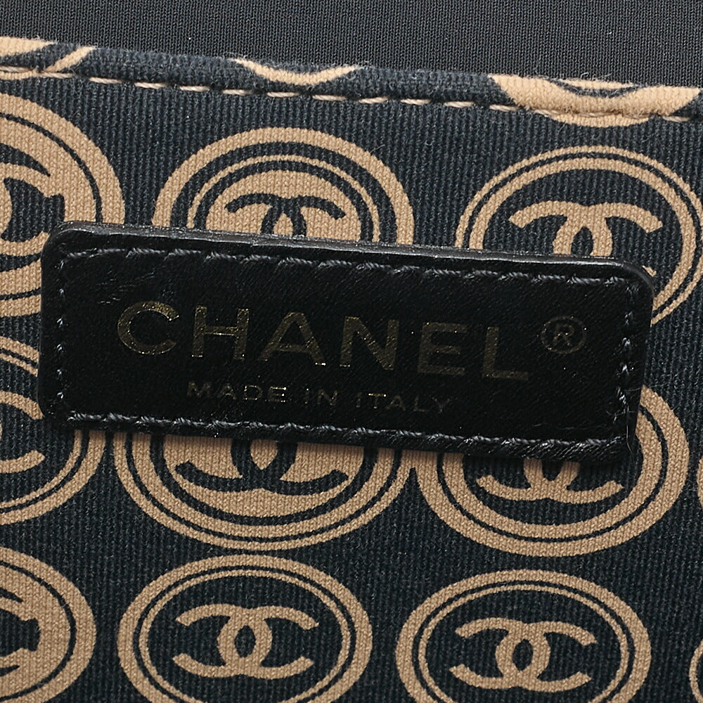 シャネル ココマーク 総柄 ハンドバッグ コットン 黒×ゴールド ゴールド金具 中古