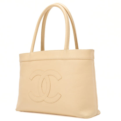 CHANEL Cocomark Handbag Caviar Skin Beige Gold-Tone Hardware, Pre-Owned