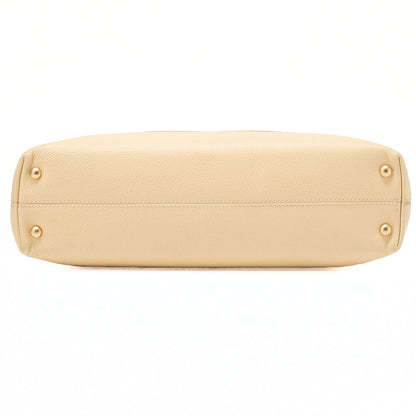 CHANEL Cocomark Handbag Caviar Skin Beige Gold-Tone Hardware, Pre-Owned