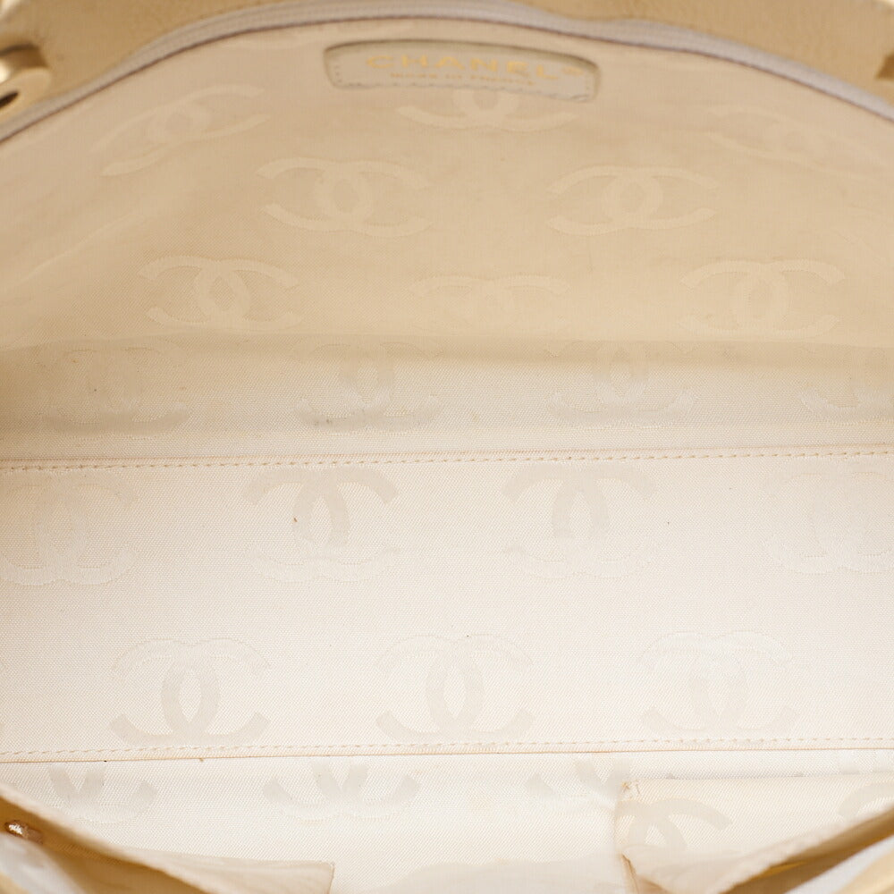 CHANEL Cocomark Handbag Caviar Skin Beige Gold-Tone Hardware, Pre-Owned