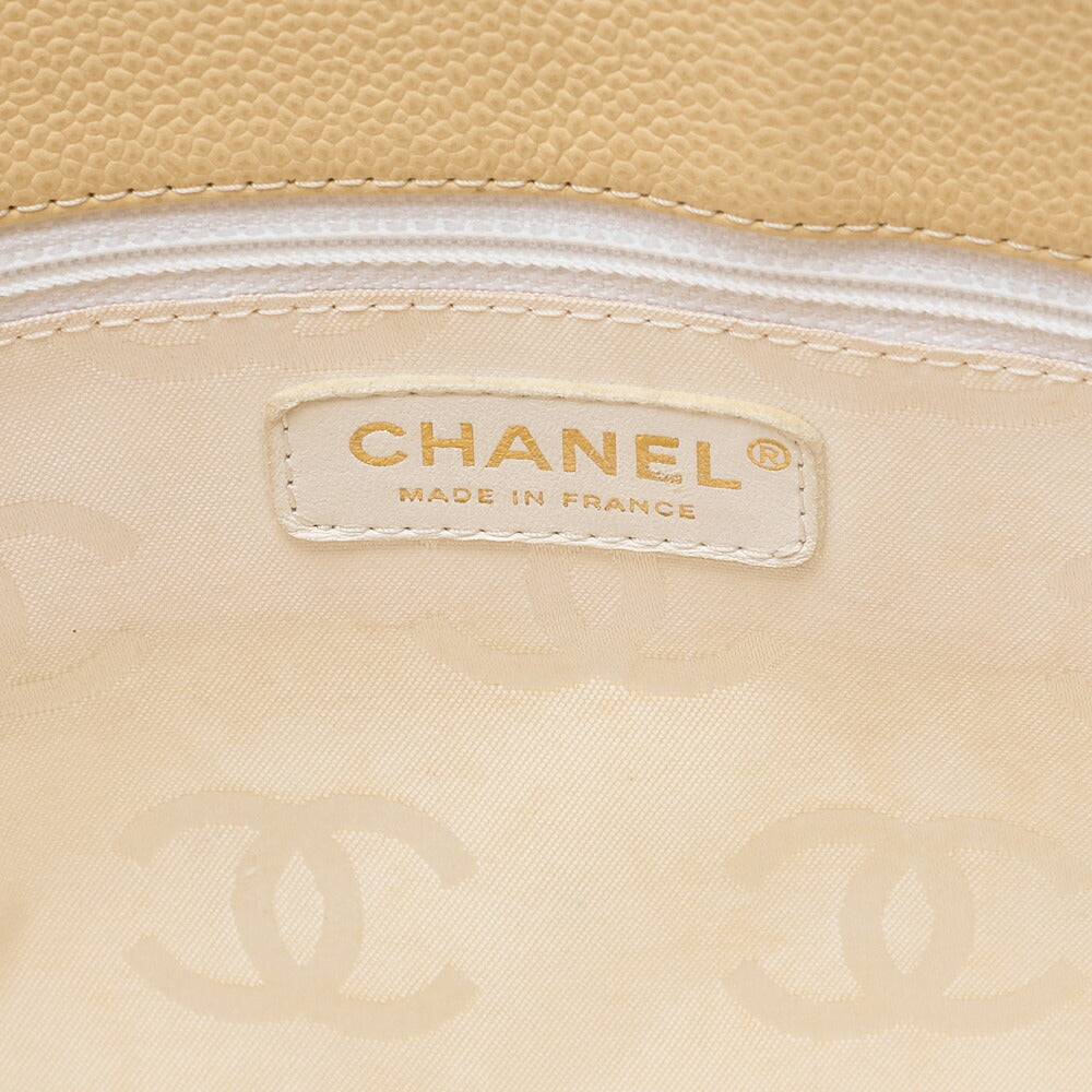 CHANEL Cocomark Handbag Caviar Skin Beige Gold-Tone Hardware, Pre-Owned