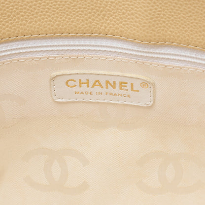 CHANEL Cocomark Handbag Caviar Skin Beige Gold-Tone Hardware, Pre-Owned