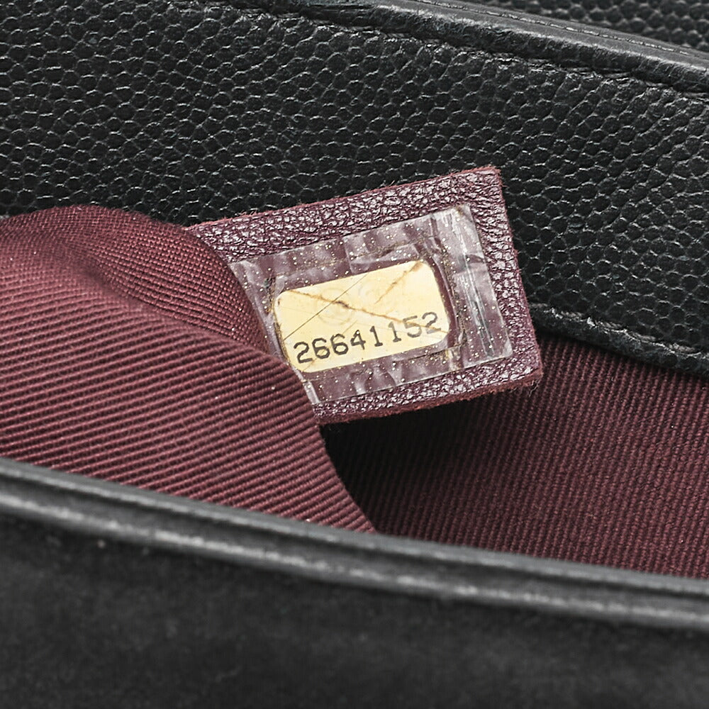 シャネル キャビアスキン x スエード マトラッセ チェーンショルダー ブラック ゴールド金具, 中古品