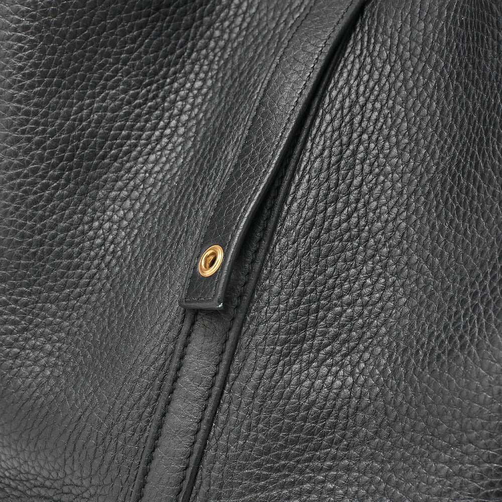 HERMES Picotan Lock MM Handbag Tryon Clemence Black Black Gold-Tone Hardware, Pre-Owned