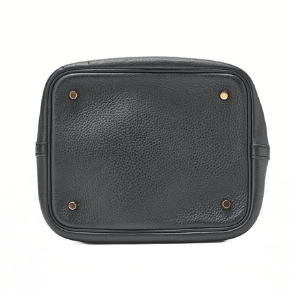 HERMES Picotan Lock MM Handbag Tryon Clemence Black Black Gold-Tone Hardware, Pre-Owned