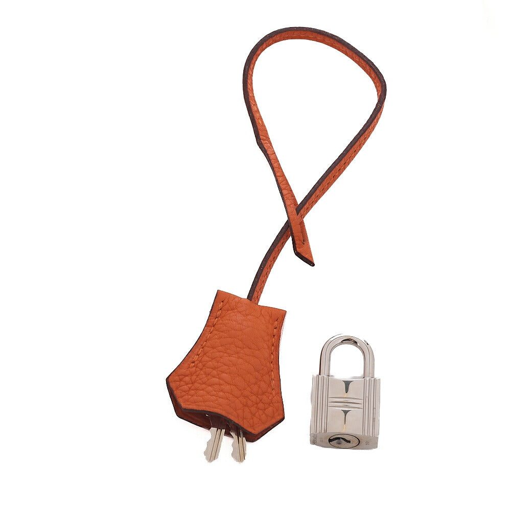 HERMES Birkin 35 Handbag Togo Orange Silver-Tone Hardware, Pre-Owned