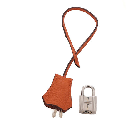 HERMES Birkin 35 Handbag Togo Orange Silver-Tone Hardware, Pre-Owned