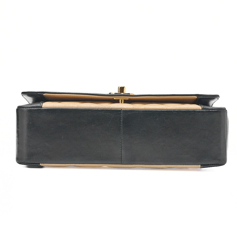 CHANEL Matlasse Diana Flap 25cm Chain Shoulder Lambskin Black x beige Gold-Tone Hardware, Pre-Owned