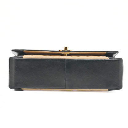 CHANEL Matlasse Diana Flap 25cm Chain Shoulder Lambskin Black x beige Gold-Tone Hardware, Pre-Owned