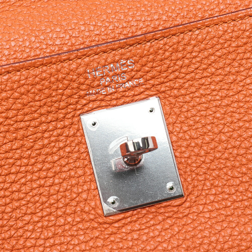 HERMES Kelly 35 2way Handbag Togo Orange Silver-Tone Hardware, Pre-Owned