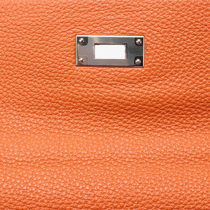 HERMES Kelly 35 2way Handbag Togo Orange Silver-Tone Hardware, Pre-Owned