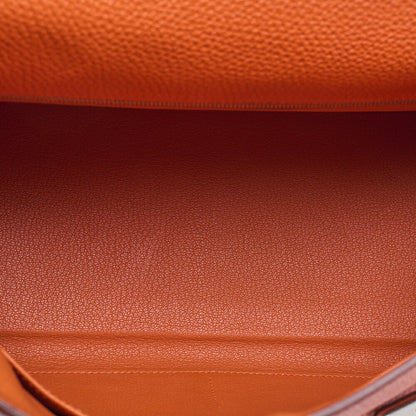 HERMES Kelly 35 2way Handbag Togo Orange Silver-Tone Hardware, Pre-Owned