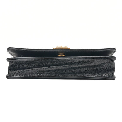 シャネル ボーイシャネル マトラッセ チェーンウォレット キャビアスキン 黒 ゴールド金具 中古品